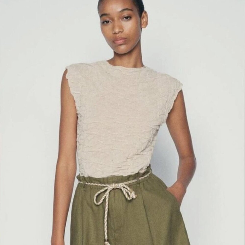 ZARA Wrinkled Effect Knit Top - Size L - New without tags